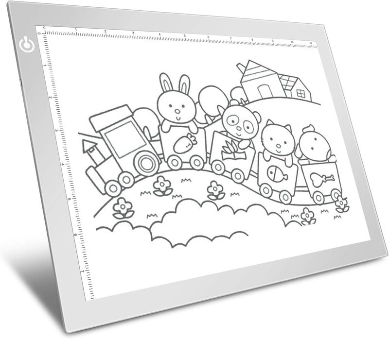 LooEooDoo Silver A4 Dimmable LED Artcraft Light Box Tracer Slim Light Pad Portable Tablet, USB Power Cable Copy Drawing Board Tracing Table for Artists Designing, Animation, Sketching, Stenciling X-ray Viewing - Image 1